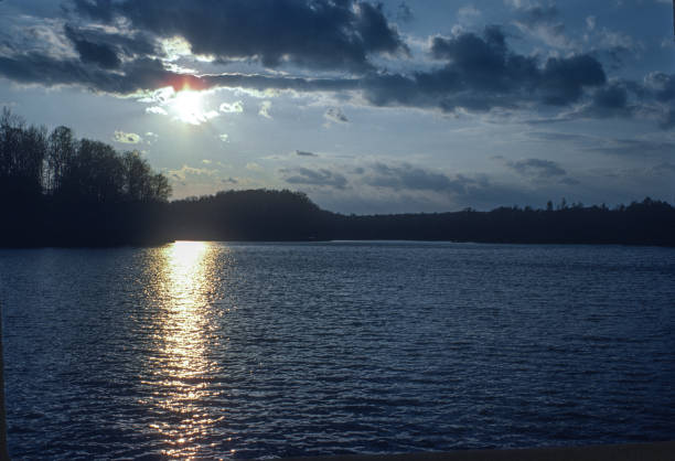 Sunset Over Lake Keowee - 1980. Scanned from Kodachrome 25 slide.