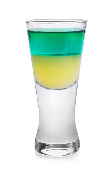 istock Shooter in shot glass isolated on white. Alcohol drink 2186679901