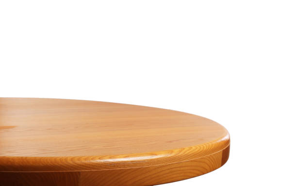 istock Stylish empty wooden table isolated on white 2186680012