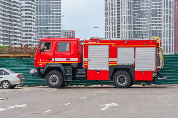 Kyiv, Ukraine - September 09, 2018: Fire truck on a city street