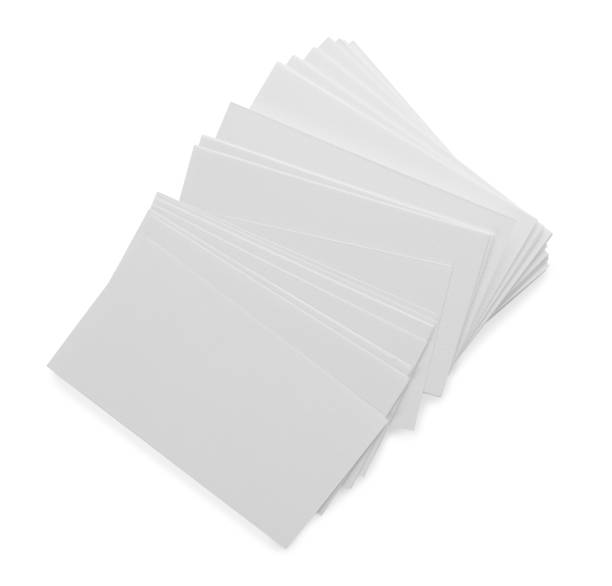 istock Blank business cards isolated on white, top view. Mockup for design 2186682133