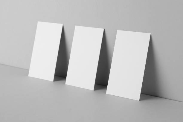 istock Blank business cards on light gray background. Mockup for design 2186682157
