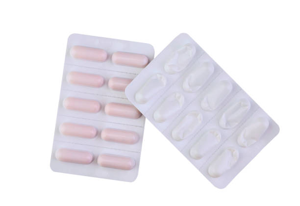 istock Two blisters of tablets empty and full isolated on a white background 2186686077