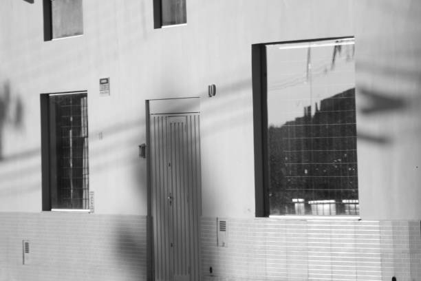Metal grill garage door exit