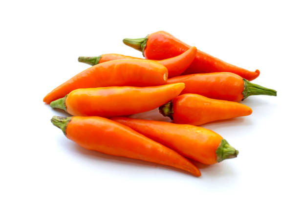 Chili peppers on a white background.