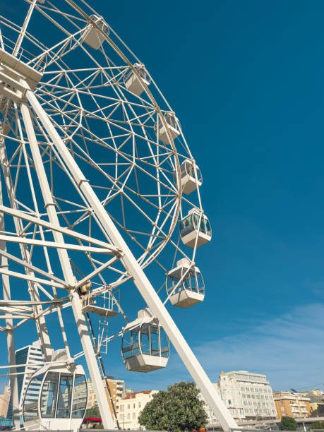istock White ferris wheel against a clear blue sky in Figueira da Foz 2186696115