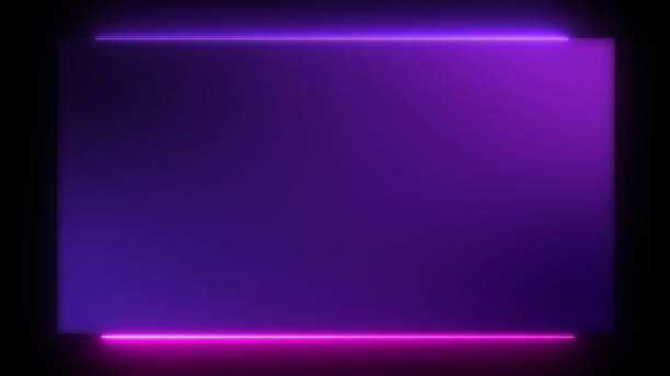 istock Neon glossy rectangle glowing picture frame. Abstract tunnel opening galaxy alien portal sci-fi motion graphic. Electric fluorescent tube illuminated disco and night club background. Retro display. 2186699692