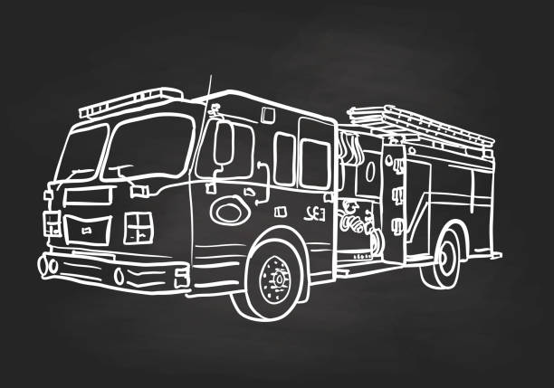 Modern fire engine sketch illustration