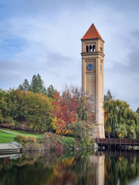 istock Old Clock tower, Great Northern Train Depot, Riverfront Park Spokane Washington, Fall Season 2186700387