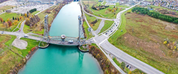 Welland Canals Parkway and Glendale Avenue Bridge view, St. Catharines, Canada.