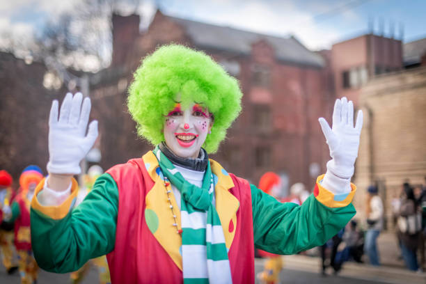 Montecastrilli, Terni, Umbria, Italy - 18 February 2024: A renewed and colorful Carnival, ready to animate the village of Montecastrilli, A street carnival, where you can choose to be a spectator or protagonist