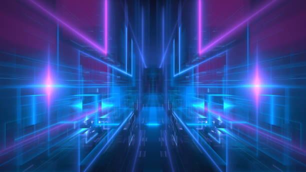 istock captivating digital light tunnel showcases bold blue and purple neon hues, creating an immersive experience of depth and movement, reminiscent of futuristic technology. 3d render 2186715081