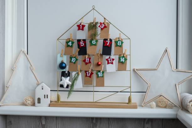 istock Step by step instruction of making handmade Christmas advent calendar. Creative craft homemade decor. New year celebration. Winter 2186718576