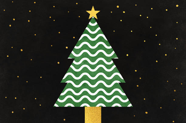 istock Christmas tree isolated on black Japanese paper texture background 2186720194