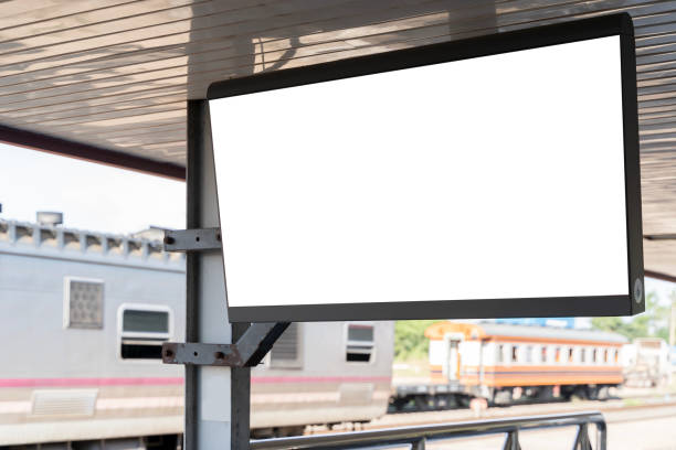 istock Mockup. Lightbox billboard with blank digital screen on a train station. white blank poster advertisement. 2186722729