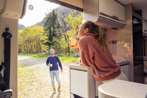 istock Morning Coffee Break in Camper Van 2186723809