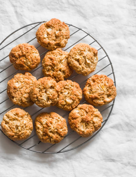 istock Soft apple cookies on a light background, top view 2186727391
