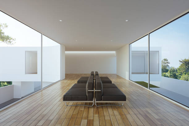 Home interior 3d rendering with blank white wall.