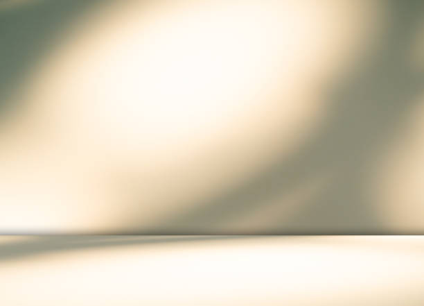Beige background studio room abstract shadow on wall floor blur cement, podium minimal cosmetic presentation, cement empty backdrop platform stage table loft scene mockup podium plant texture.