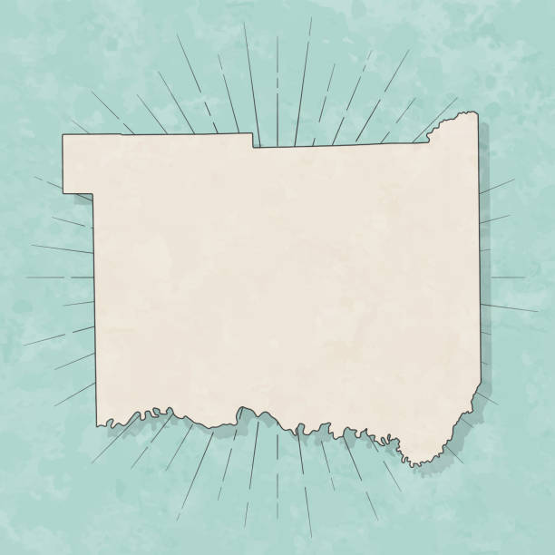 Map of Jackson County - Indiana, in a trendy vintage style. Beautiful retro illustration with old textured paper and light rays in the background (colors used: blue, green, beige and black for the outline). Vector Illustration (EPS file, well layered and grouped). Easy to edit, manipulate, resize or colorize. Vector and Jpeg file of different sizes.