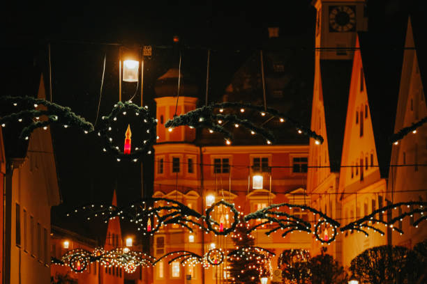 istock Festive Christmas Lights in City Square at Night 2186744322