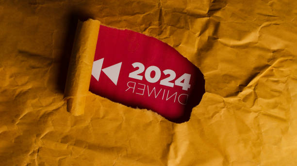 istock Crumpled Brown Paper with 2024 Rewind Text Visible 2186744646