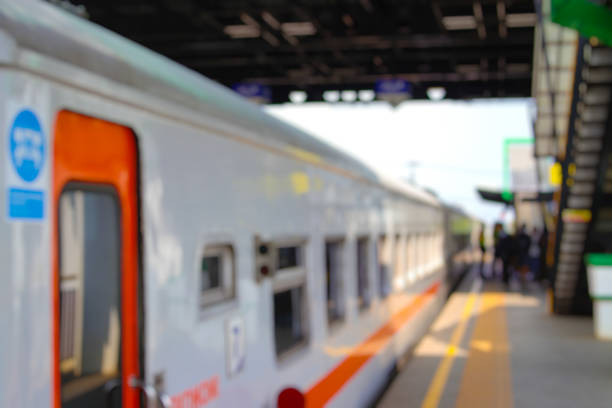 Defocused abstract background of a train station in Indonesia
