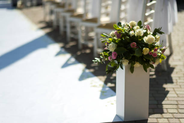 istock White Flower Arrangement at Wedding Ceremony 2186748192