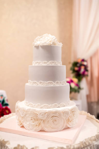 istock White Wedding Cake With Floral Detail 2186748212