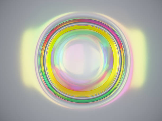 Colorful 3d shape, torus holographic gradient, geometric art poster template, dispersion effect glass 3d rendering