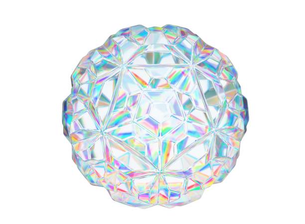 istock Faceted spherical glass shape with prism highlights 2186748817