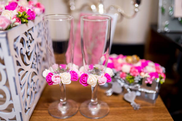 istock Wedding Champagne Flutes Decorated With Flowers 2186748864