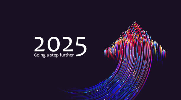 ilustraciones, imágenes clip art, dibujos animados e iconos de stock de '2025' un paso más allá, ilustración vectorial que simboliza el desarrollo. - confianza en sí mismo
