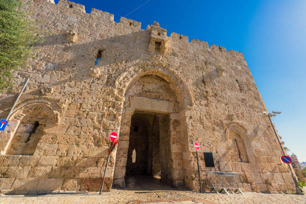 View of Zion Gate, one of the seven historic gates of the Jerusalem Old City and access to the Jewish quarter