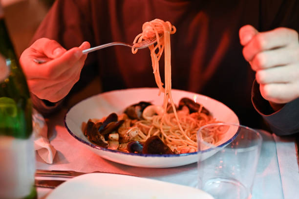 istock Pasta with seafood close up. 2186761533
