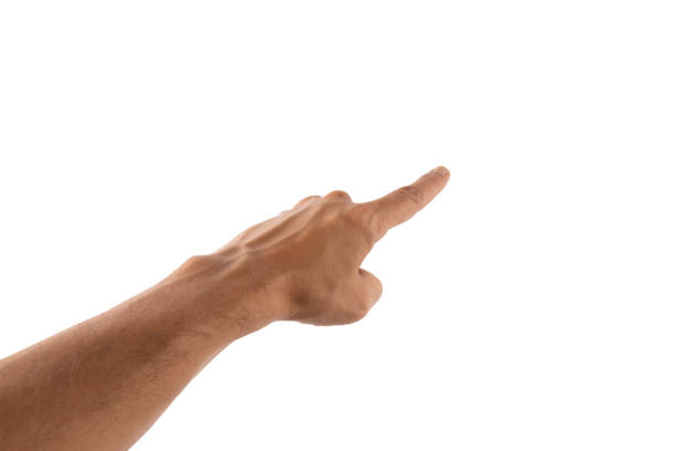 istock Male hand pointing forward isolated on white background 2186762937