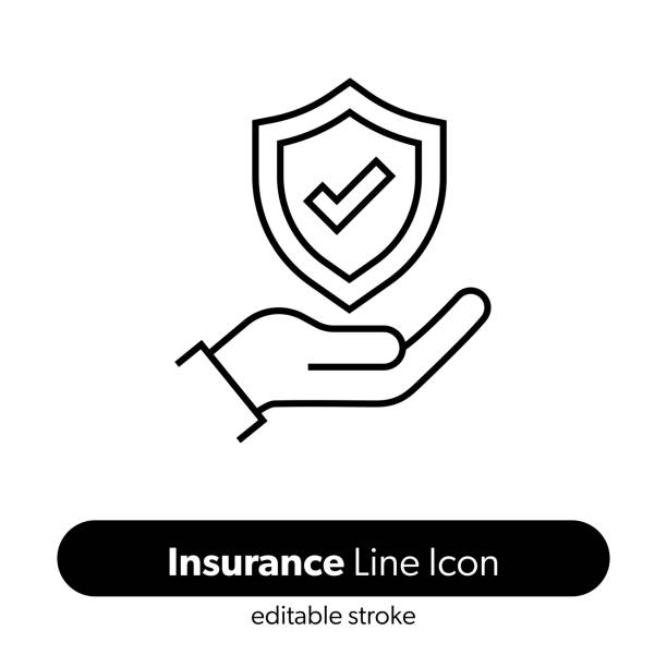 symbol für die versicherungslinie. bearbeitbares strichvektorsymbol. - versicherung stock-grafiken, -clipart, -cartoons und -symbole
