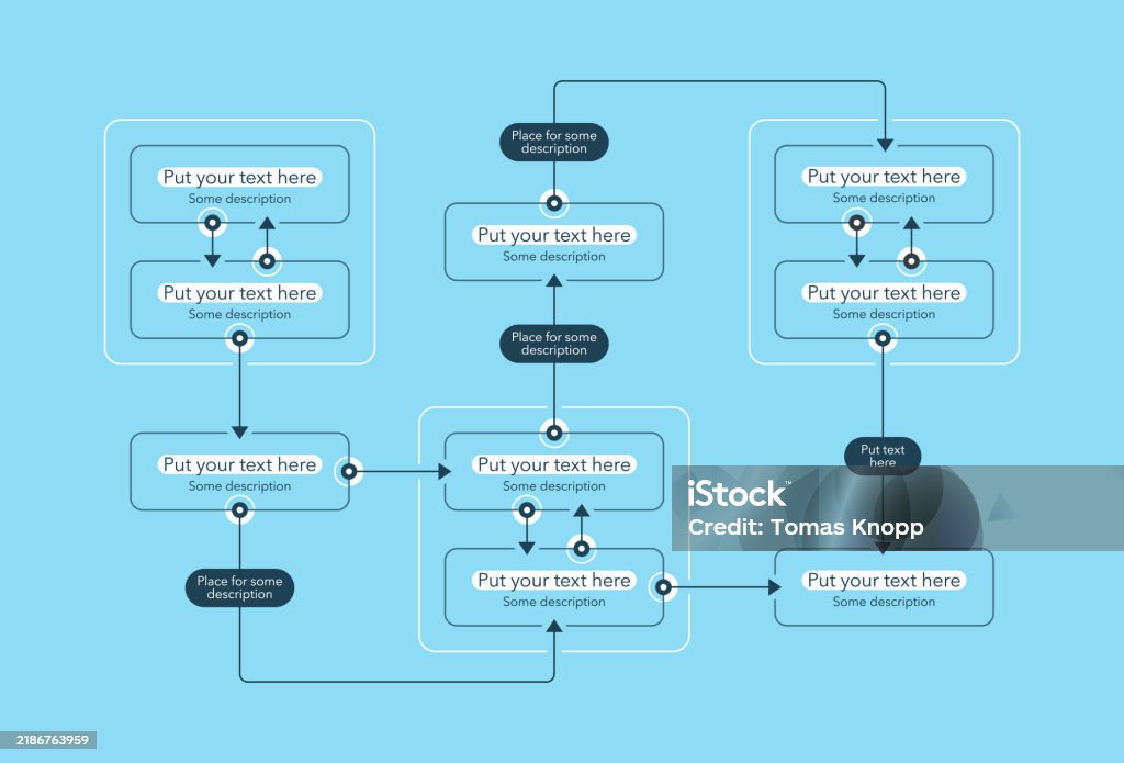 Process Visual Modern Modern Infographic For Process Flow Diagram Blue Version Ilustrasi Stok ...