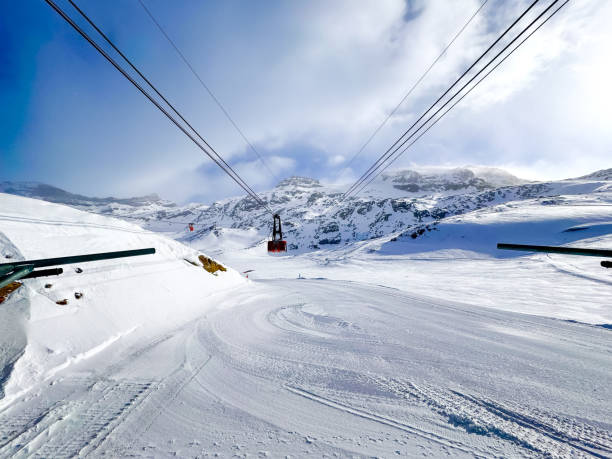 Cable car at winter ski resort Cervinia, Italy.