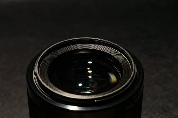istock Close up of camera lens on dark background 2186773157