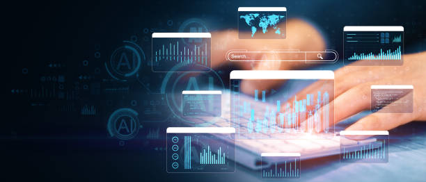 istock Hands typing on a keyboard with financial graphs, charts, and global data interface on a digital futuristic background. . 2186776815