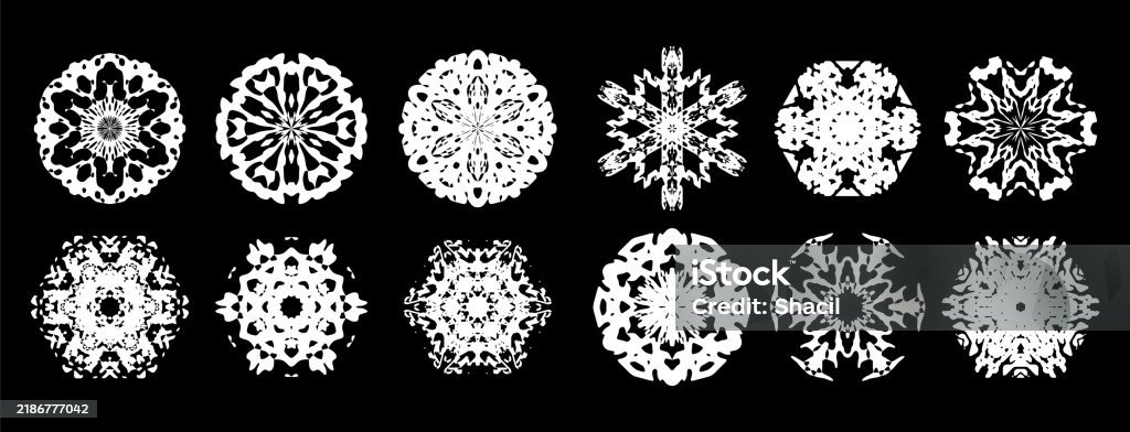Snowflake Pattern Types The Image Is A Set Of Twelve Different Snowflakes All In Vector Format ...