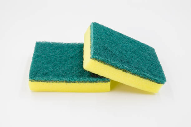 istock Yellow sponge, Cleaning concept, Yellow sponge for dishwashing in kitchen on white background. 2186778201