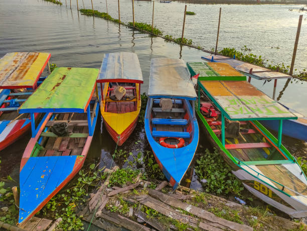 istock Colorful Boats Docked at Rawa Pening Lake in Central Java 2186782904