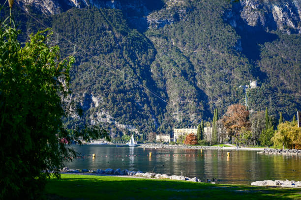 Hills in a sunny autumn day at Garda Lake.