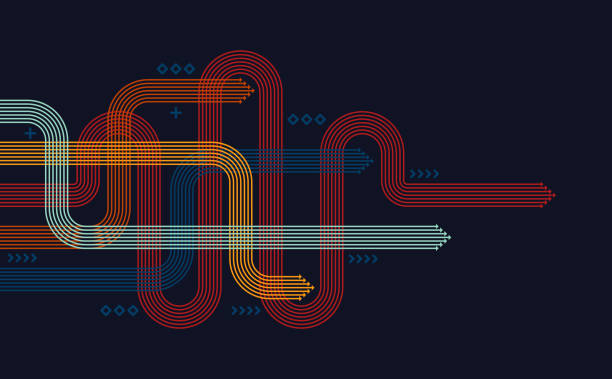 illustrazioni stock, clip art, cartoni animati e icone di tendenza di abstract arrow direction. technology background. high speed. hi-tech - sentiero di campagna