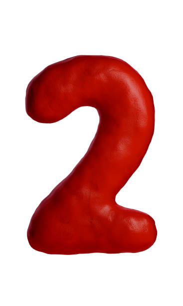 istock 3D red number two with realistic clay texture, mimicking handcrafted plasticine design. Digit 2 Isolated on white background, ideal for creative projects, advertising, education, and playful designs 2186803436