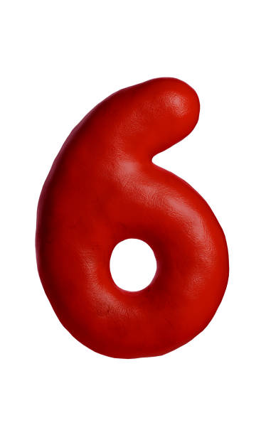istock 3D red number six with realistic clay texture, mimicking handcrafted plasticine design. Digit 6 Isolated on white background, ideal for creative projects, advertising, education, and playful designs 2186803439