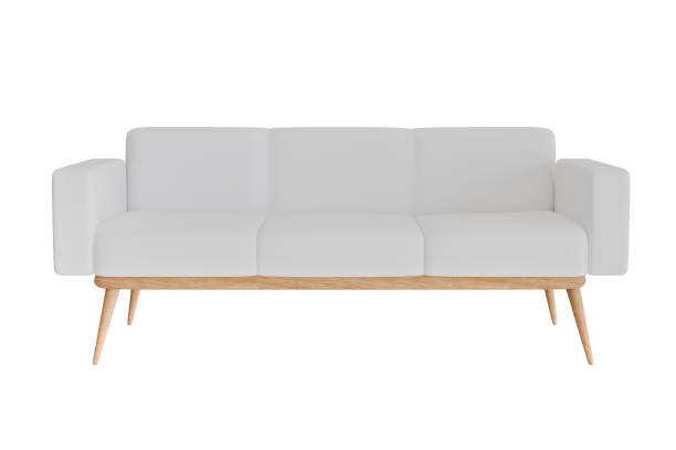 istock realistic white sofa Cloth or leather seats, illustrations, 3D renders, decorated in a minimalist style, interior separated from the background-clipping path. 2186804659