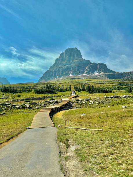 istock Mountain view with wooden path in Glacier National Park. 2186808198